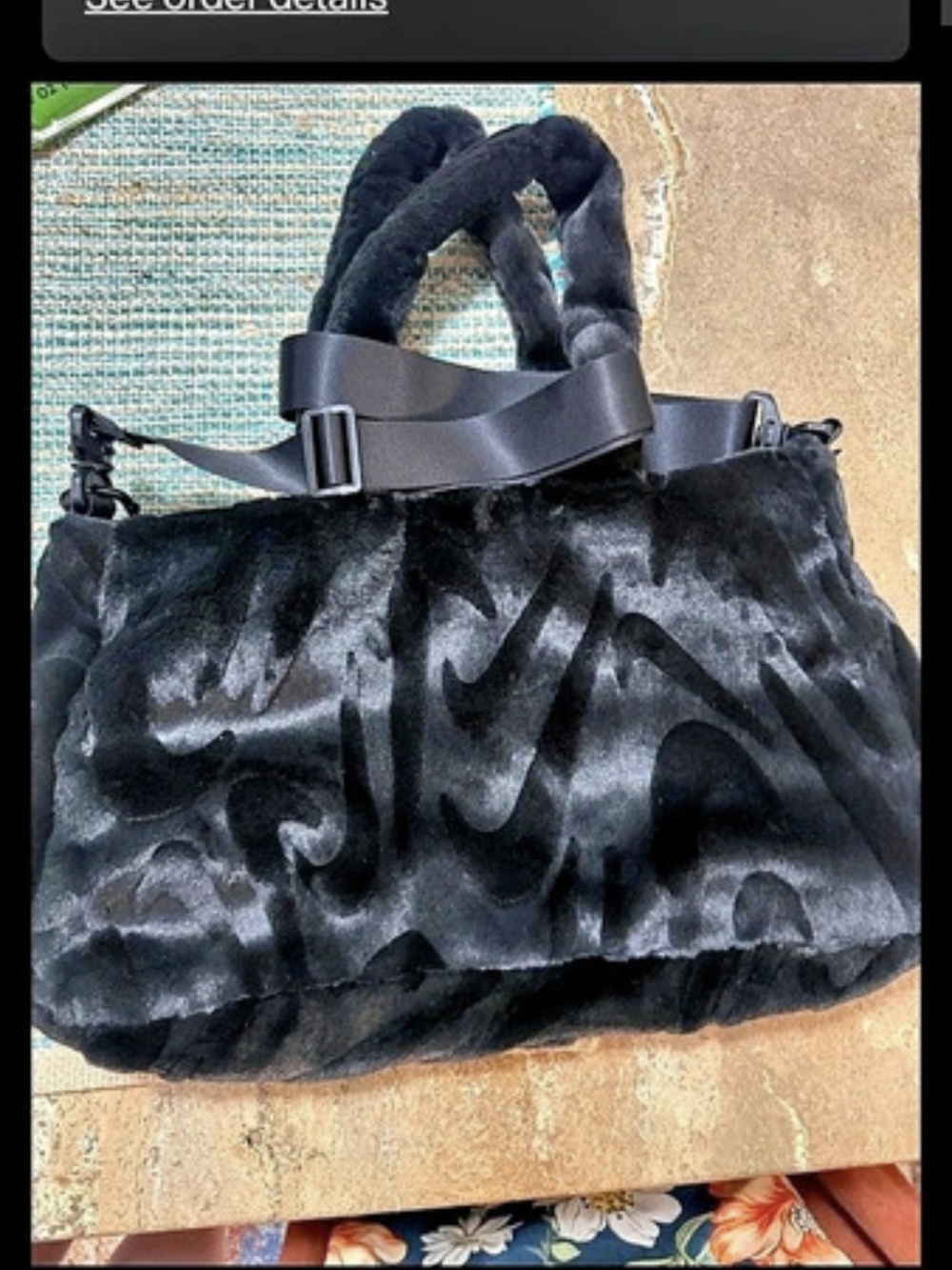 Nike Sportswear Faux Fur Tote Bag Black